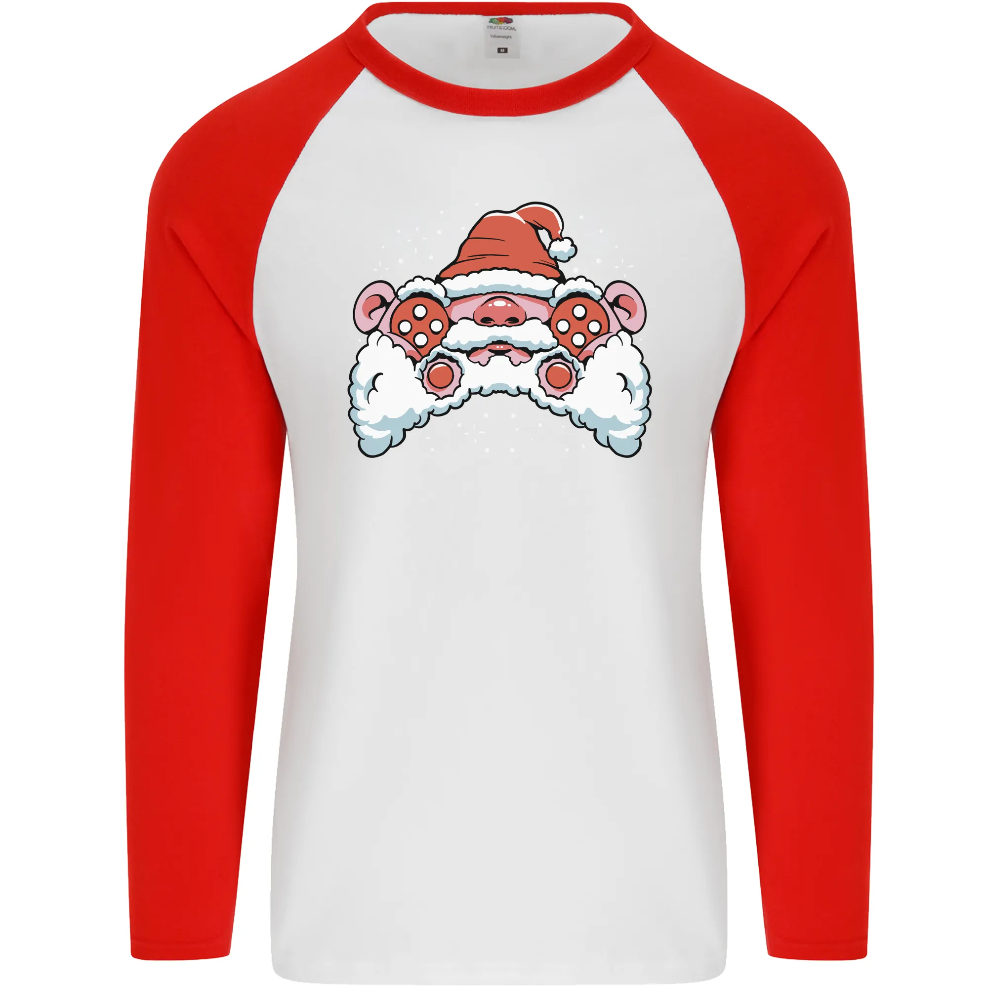 Santa Controller Video Games Gaming Joypad Xmas Mens L/S Baseball T-Shirt
