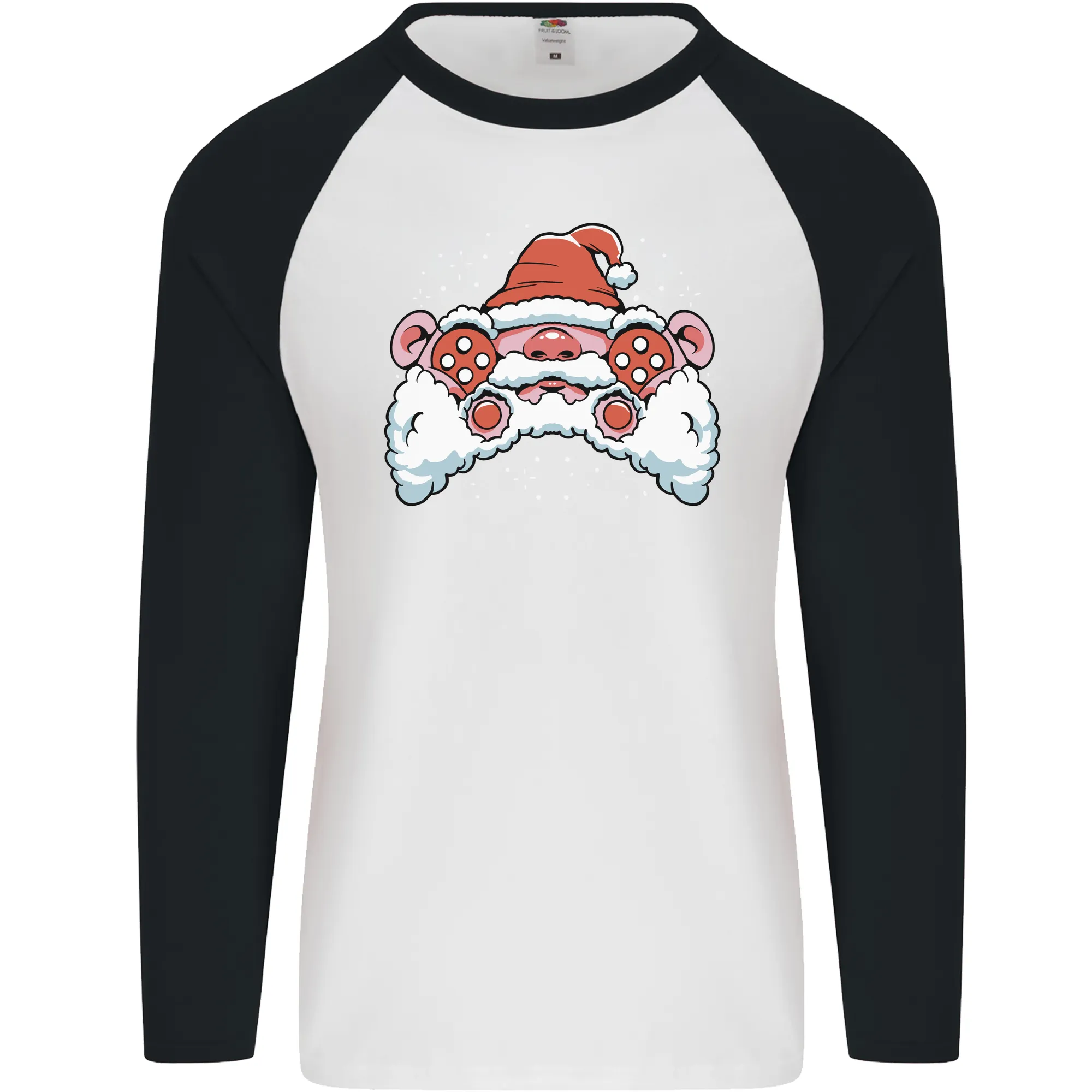 Santa Controller Video Games Gaming Joypad Xmas Mens L/S Baseball T-Shirt