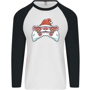 Santa Controller Video Games Gaming Joypad Xmas Mens L/S Baseball T-Shirt
