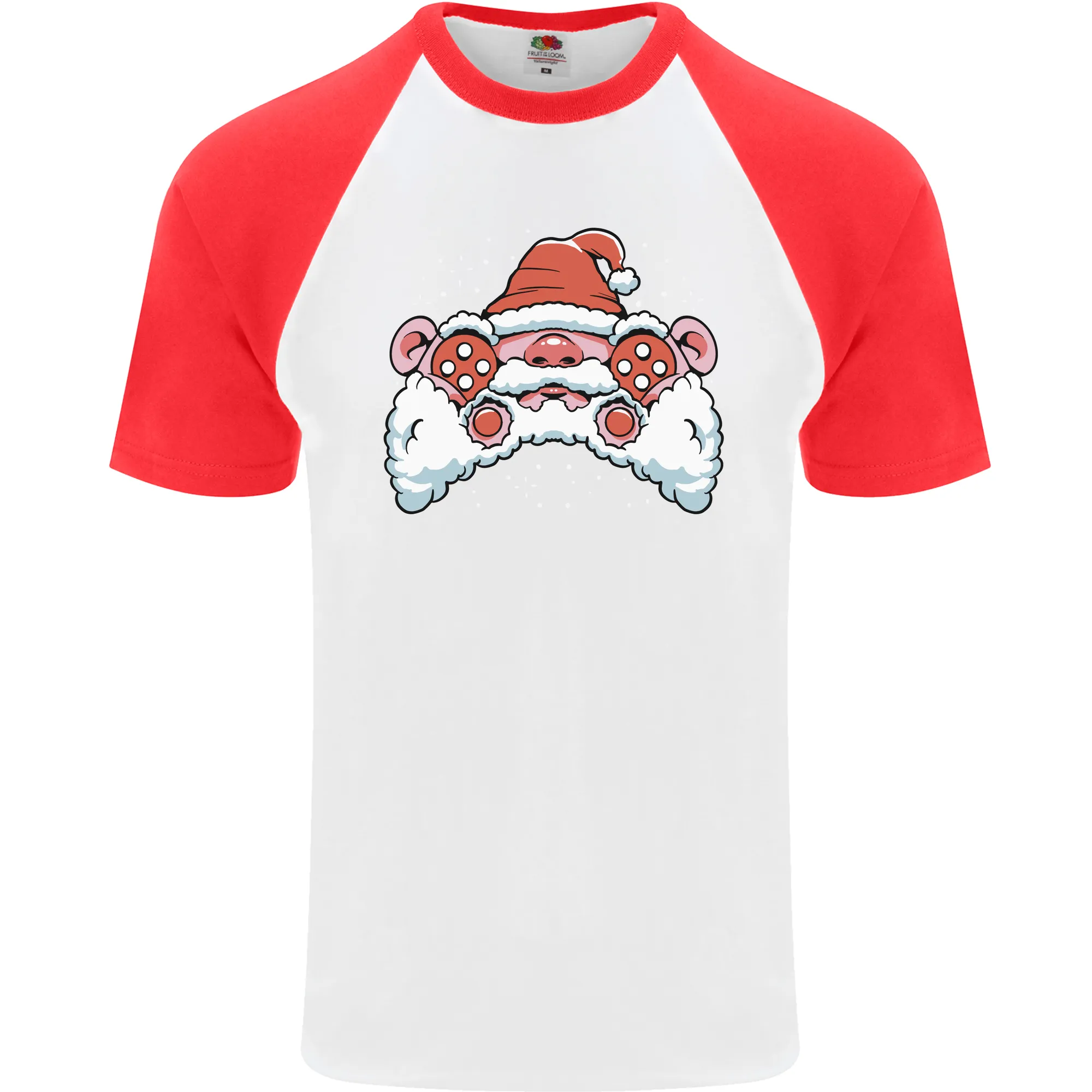 Santa Controller Video Games Gaming Joypad Xmas Mens S/S Baseball T-Shirt