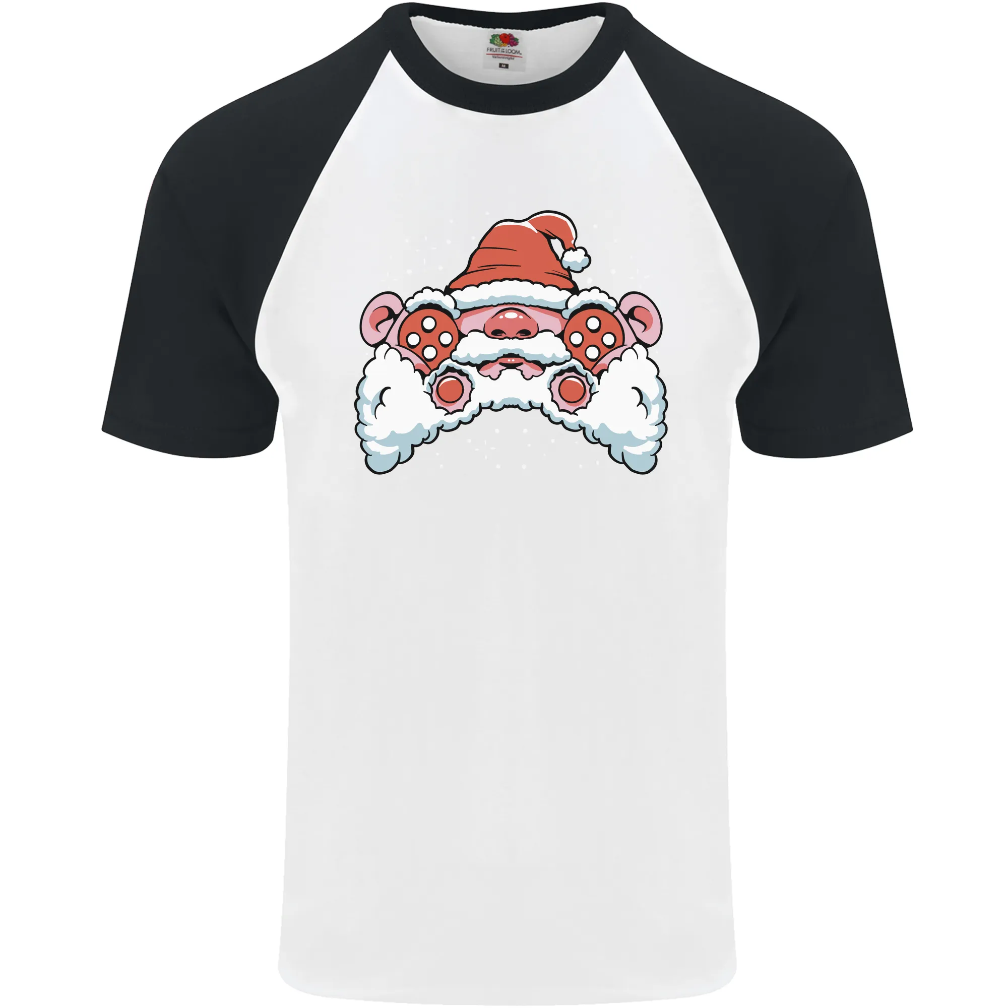 Santa Controller Video Games Gaming Joypad Xmas Mens S/S Baseball T-Shirt