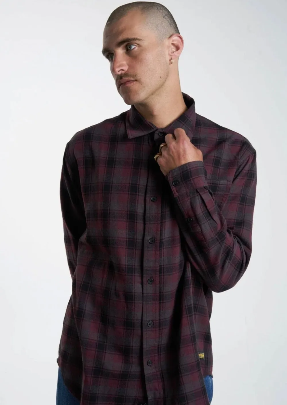 Union Check Long Sleeve Shirt Wine