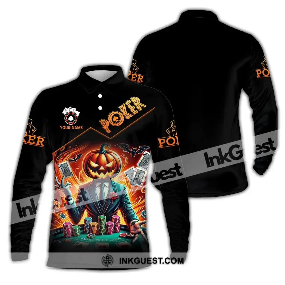 Unisex Shirt, Custom Name Halloween Poker Shirt, Poker Hoodie Shirt Polo Long Sleeve Shirt