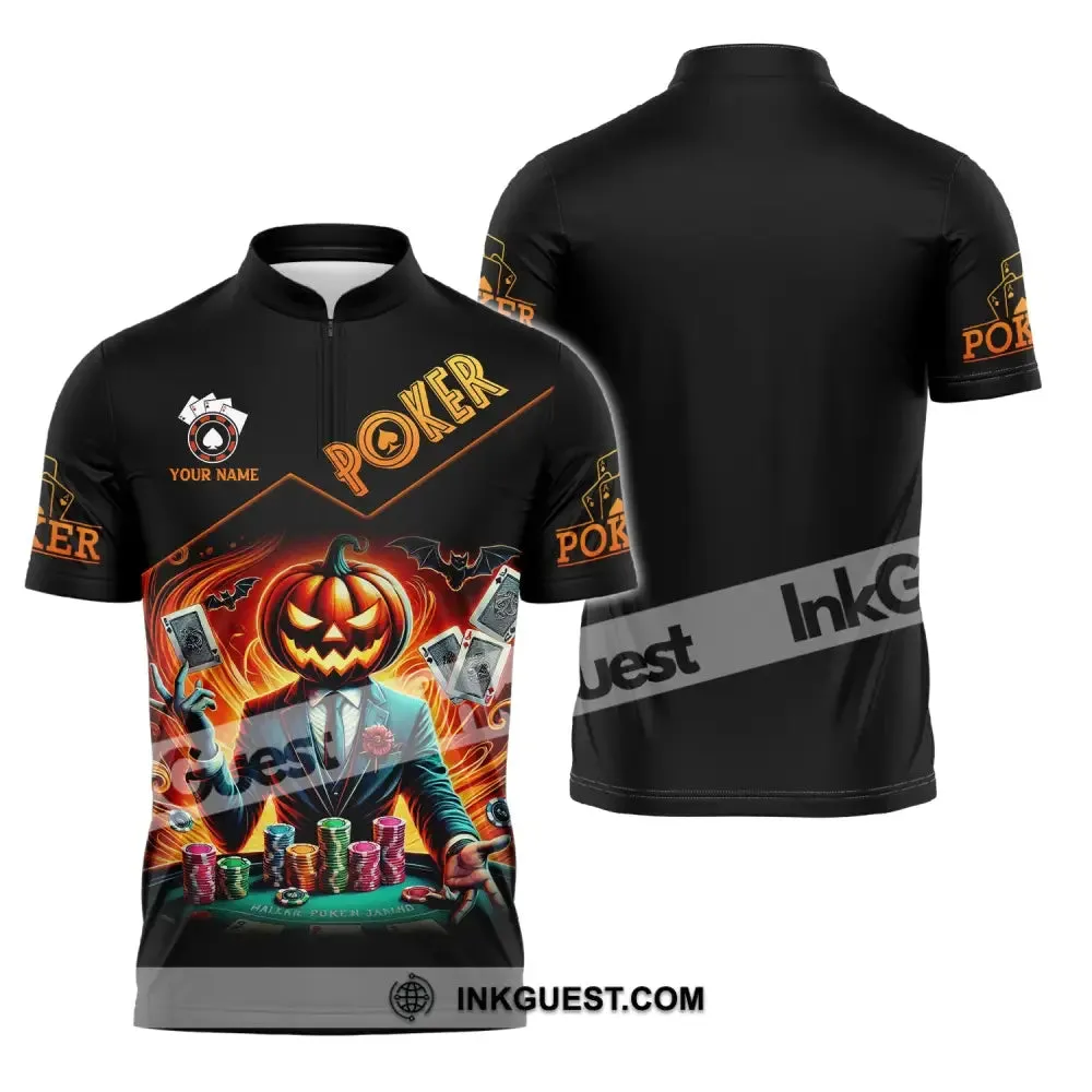 Unisex Shirt, Custom Name Halloween Poker Shirt, Poker Hoodie Shirt Polo Long Sleeve Shirt