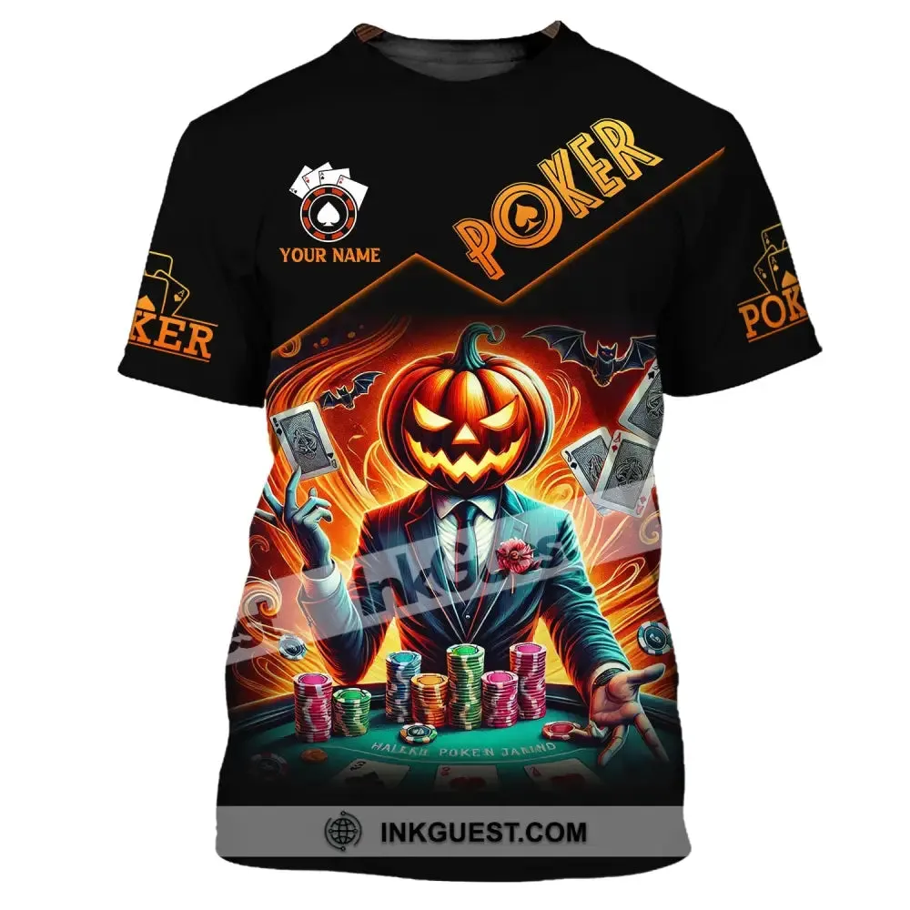 Unisex Shirt, Custom Name Halloween Poker Shirt, Poker Hoodie Shirt Polo Long Sleeve Shirt