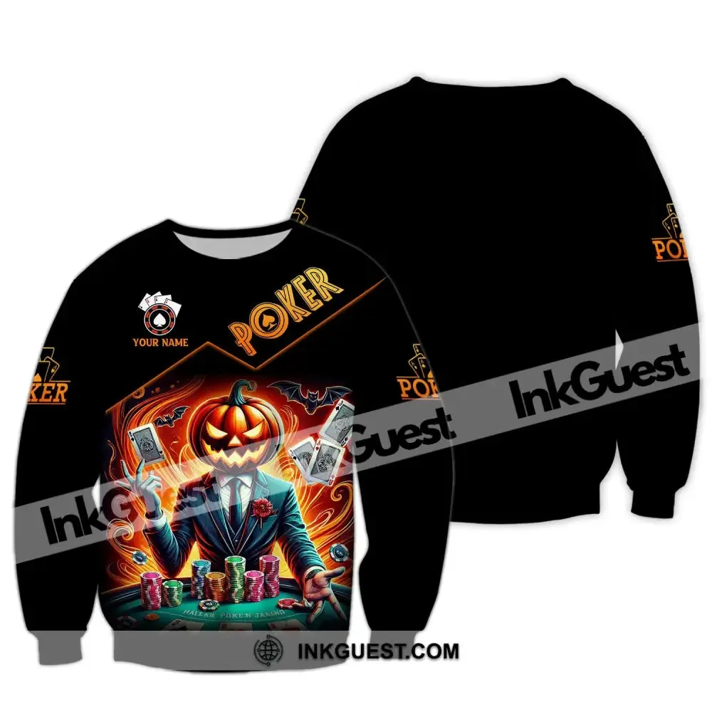 Unisex Shirt, Custom Name Halloween Poker Shirt, Poker Hoodie Shirt Polo Long Sleeve Shirt