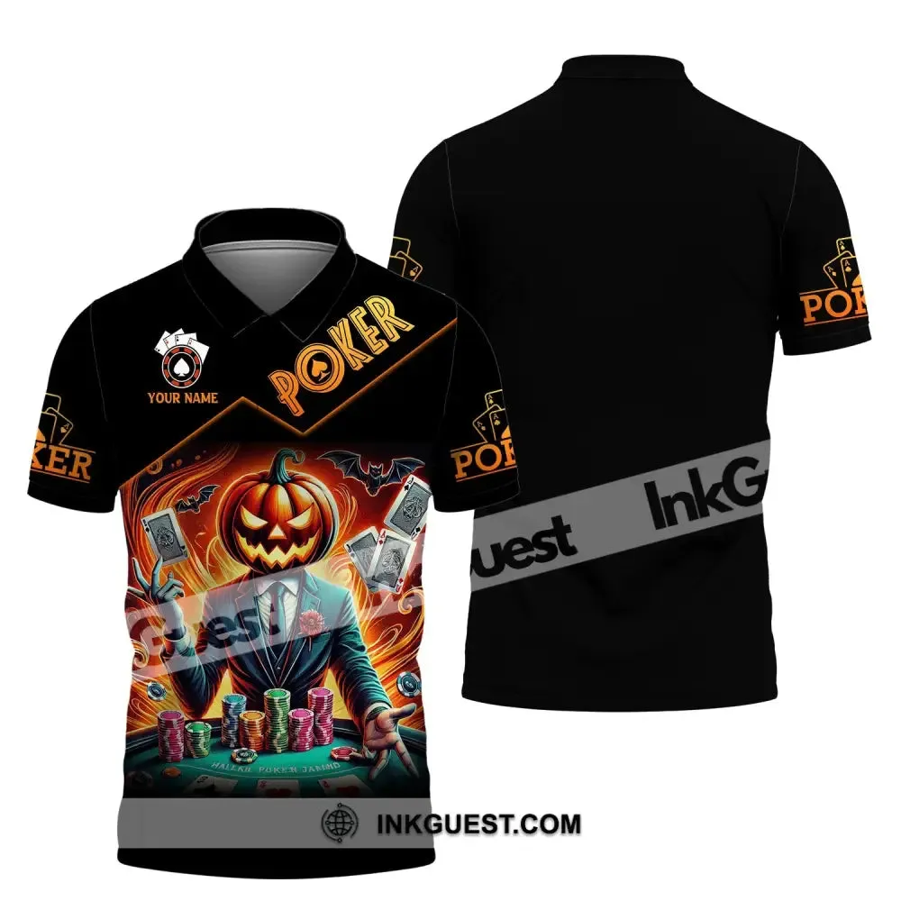 Unisex Shirt, Custom Name Halloween Poker Shirt, Poker Hoodie Shirt Polo Long Sleeve Shirt