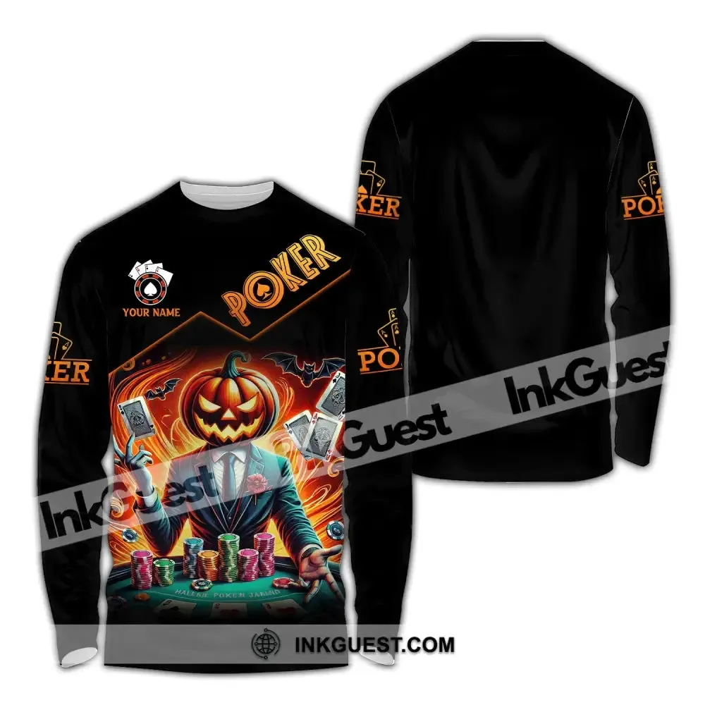 Unisex Shirt, Custom Name Halloween Poker Shirt, Poker Hoodie Shirt Polo Long Sleeve Shirt