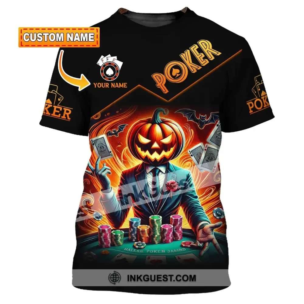Unisex Shirt, Custom Name Halloween Poker Shirt, Poker Hoodie Shirt Polo Long Sleeve Shirt