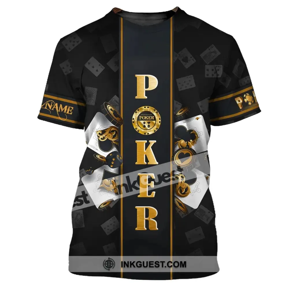 Unisex Shirt, Custom Name Poker T-Shirt, Golden Poker, Casino Shirt, Poker Gift