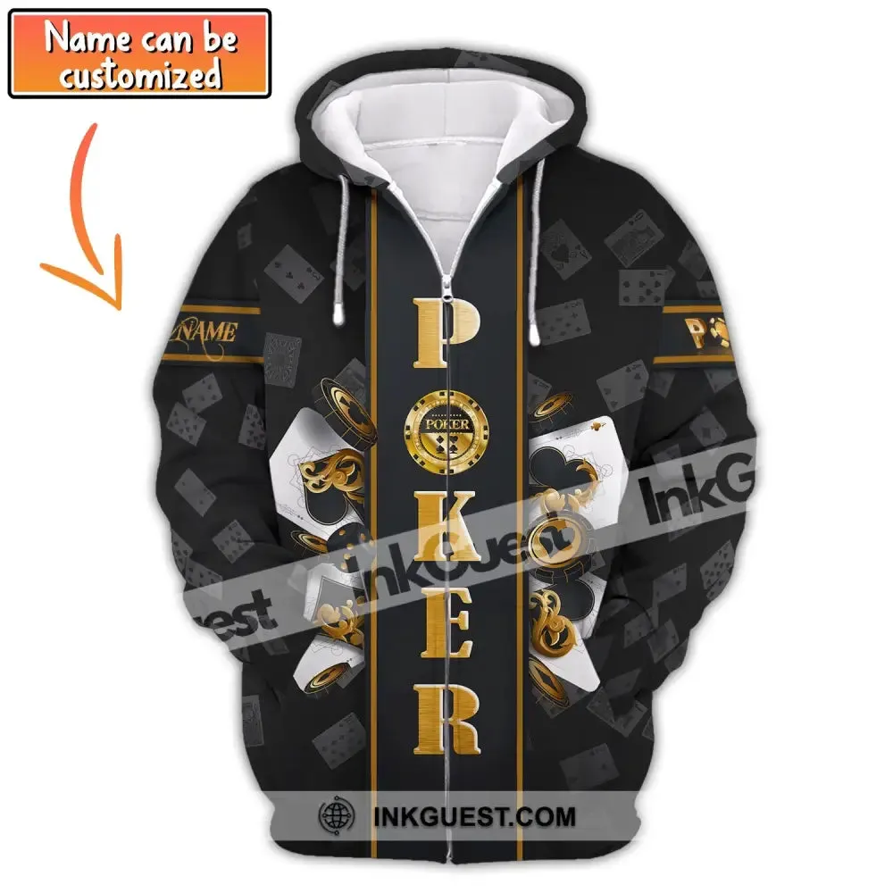 Unisex Shirt, Custom Name Poker T-Shirt, Golden Poker, Casino Shirt, Poker Gift