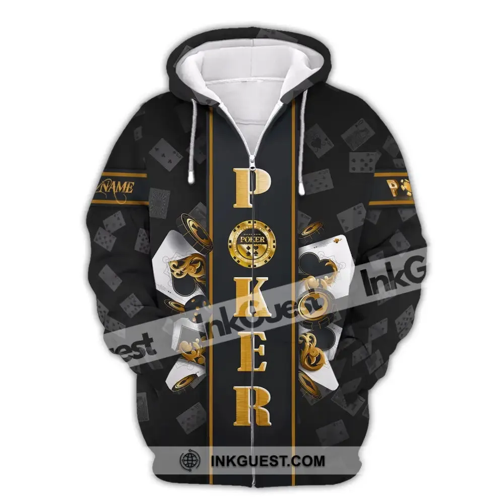 Unisex Shirt, Custom Name Poker T-Shirt, Golden Poker, Casino Shirt, Poker Gift