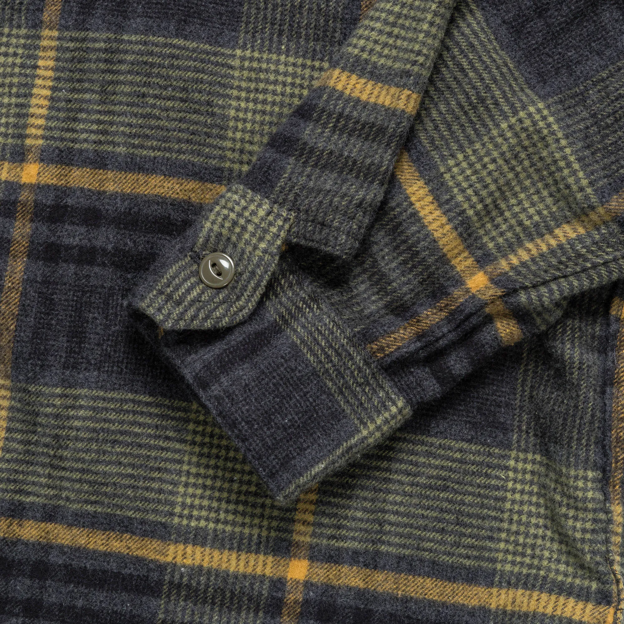 Work Shirt - Yellow/Grey Cotton Plaid Flannel