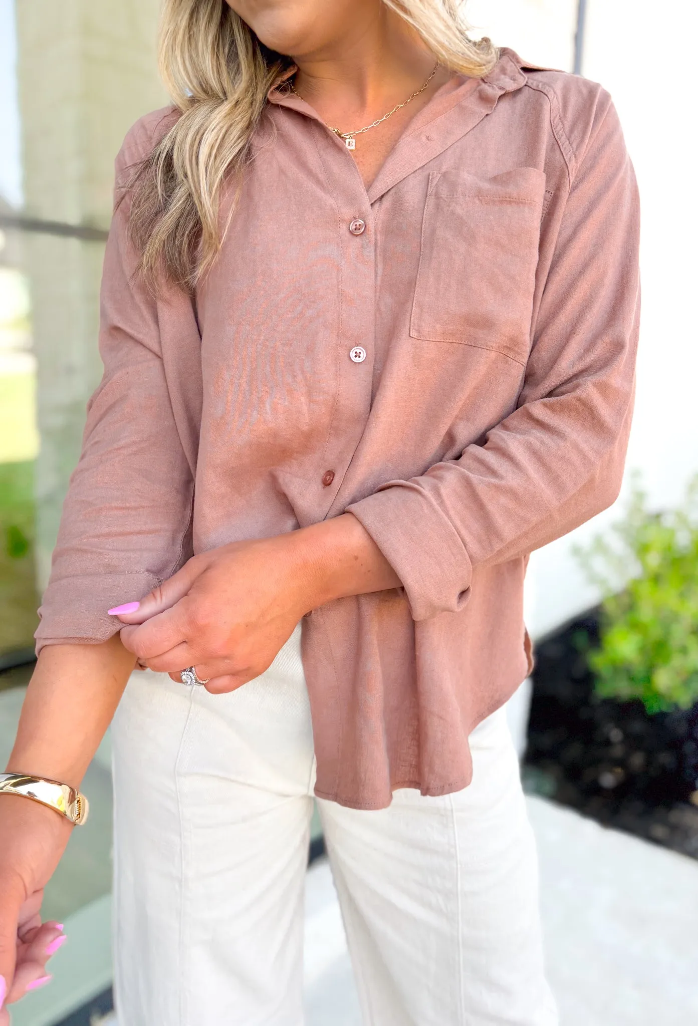Z SUPPLY Perfect Linen Top in Mocha Mousse